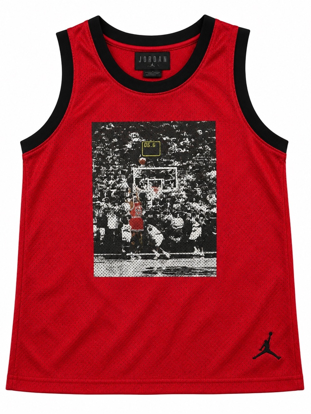 Jordan Red Mesh Basketball Jersey with Black Trim
